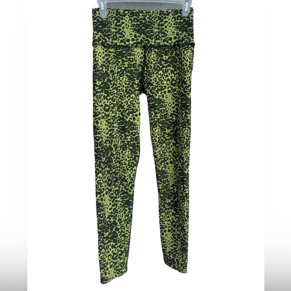 Ona By Yoon Chung Cheetah Leggings High Ride Small Neon Yellow With Black - Picture 4 of 6